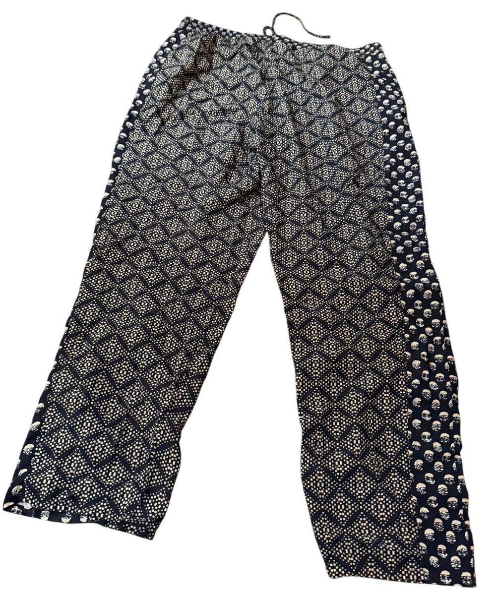 Michael Stars Geometric Print Wide Leg Pants, Navy Blue, Boho, Women's Size XL